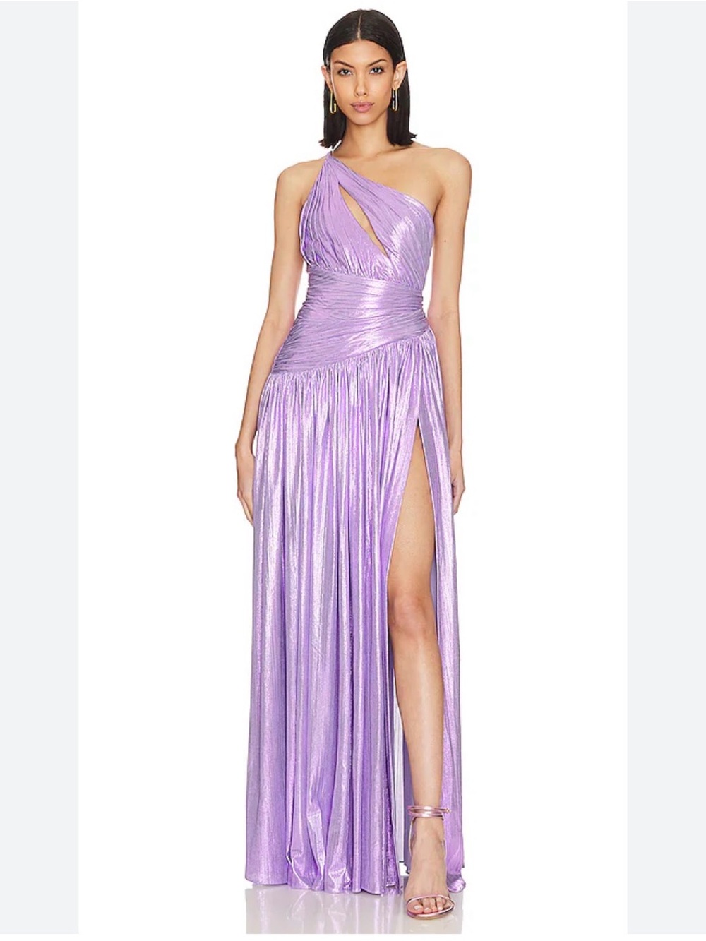 Retrofête Lavender One-Shoulder Maxi Dress